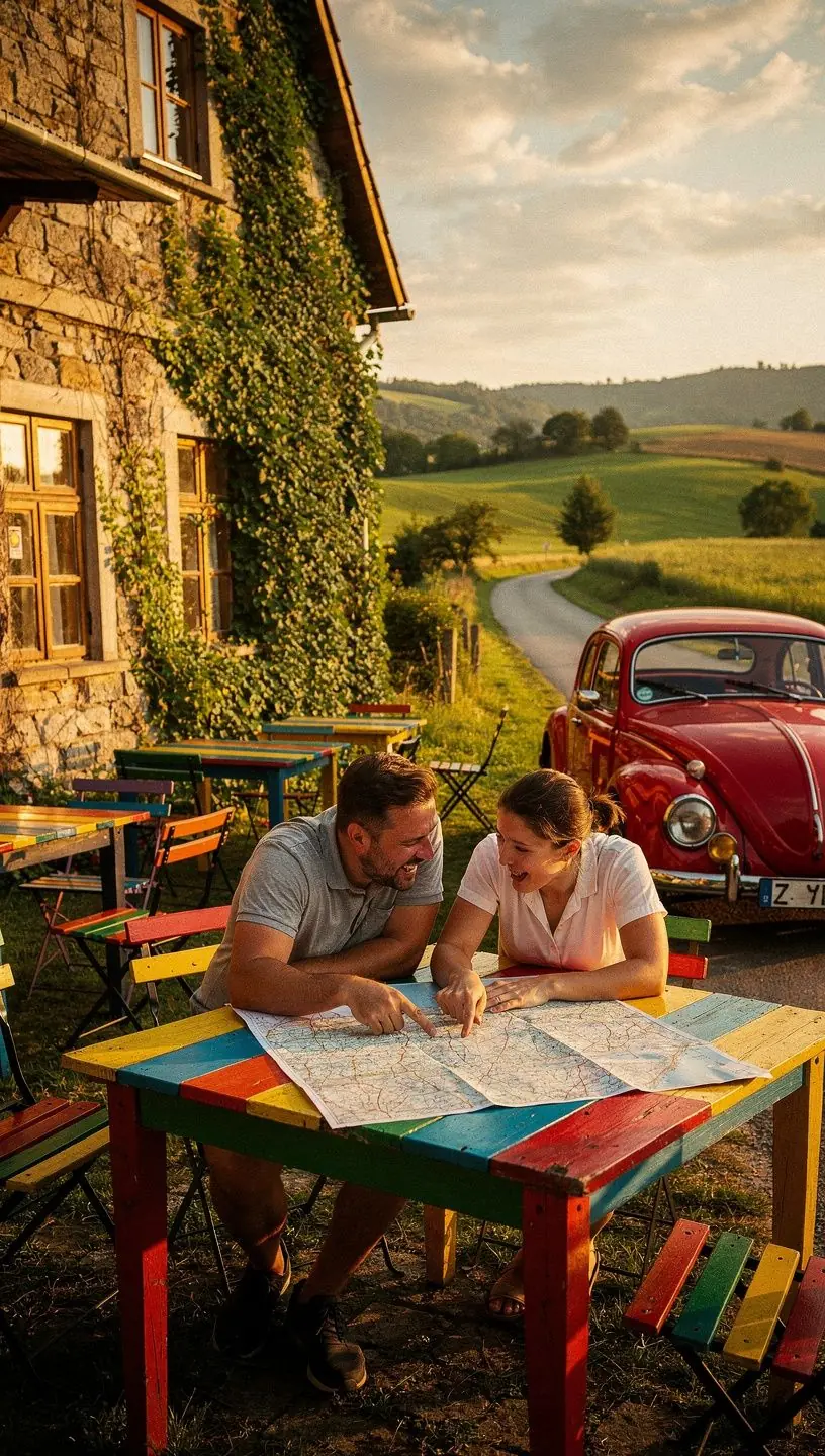 Turistický průvodce ukazující zajímavosti na trase výletu.